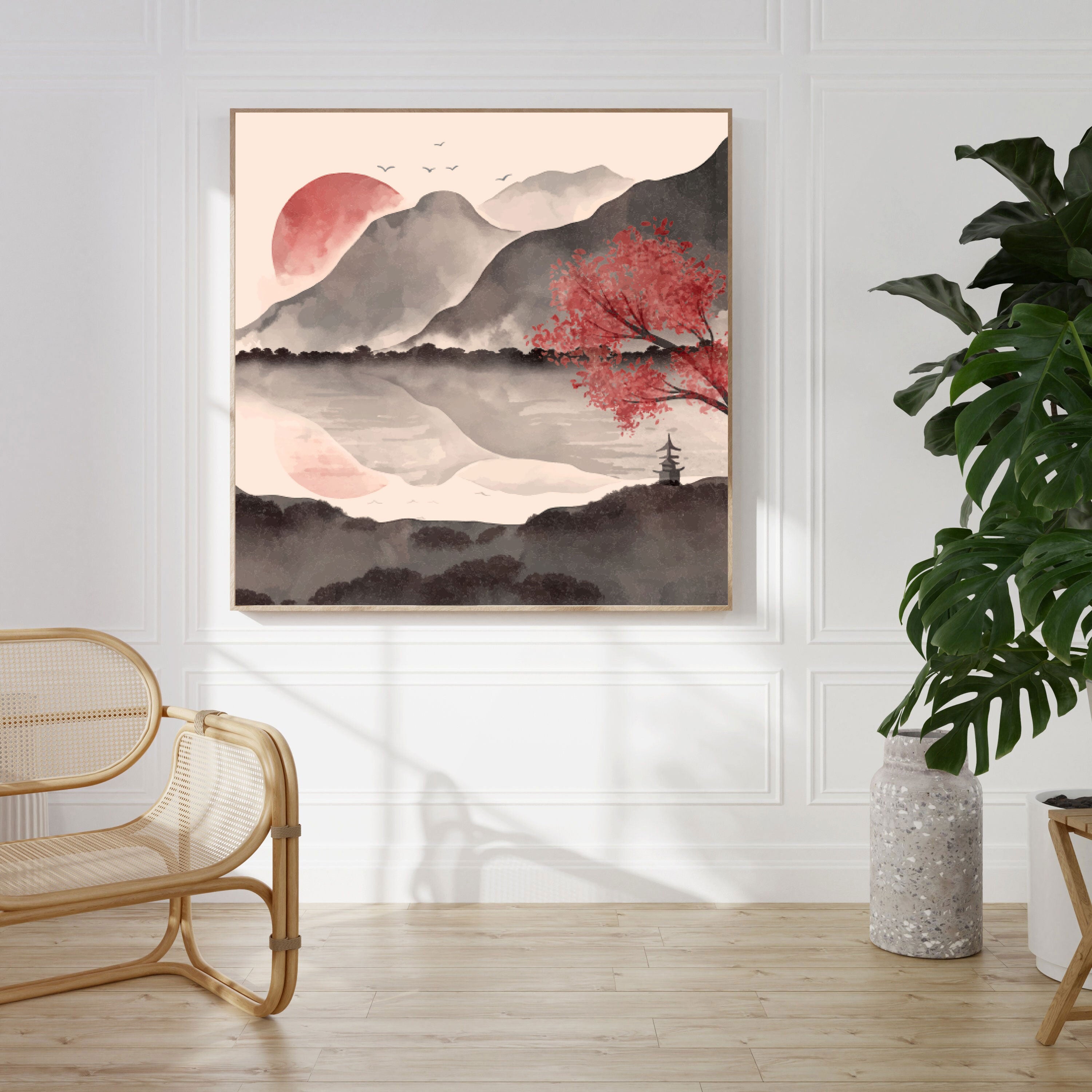 Yamato no Keshiki – Japanese Mountain, Sun & Reflection Wall Art.