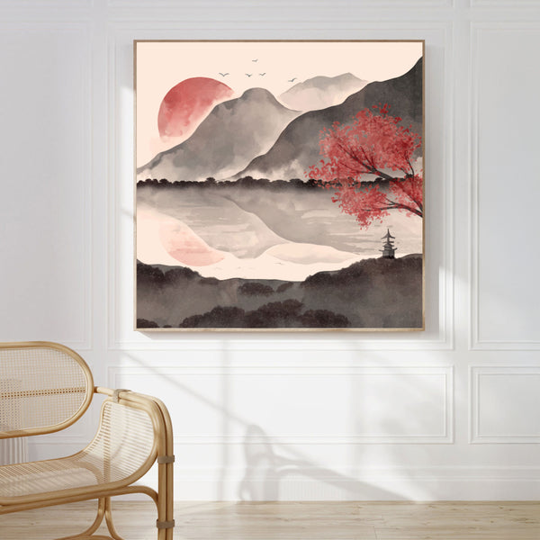 Yamato no Keshiki – Japanese Mountain, Sun & Reflection Wall Art.
