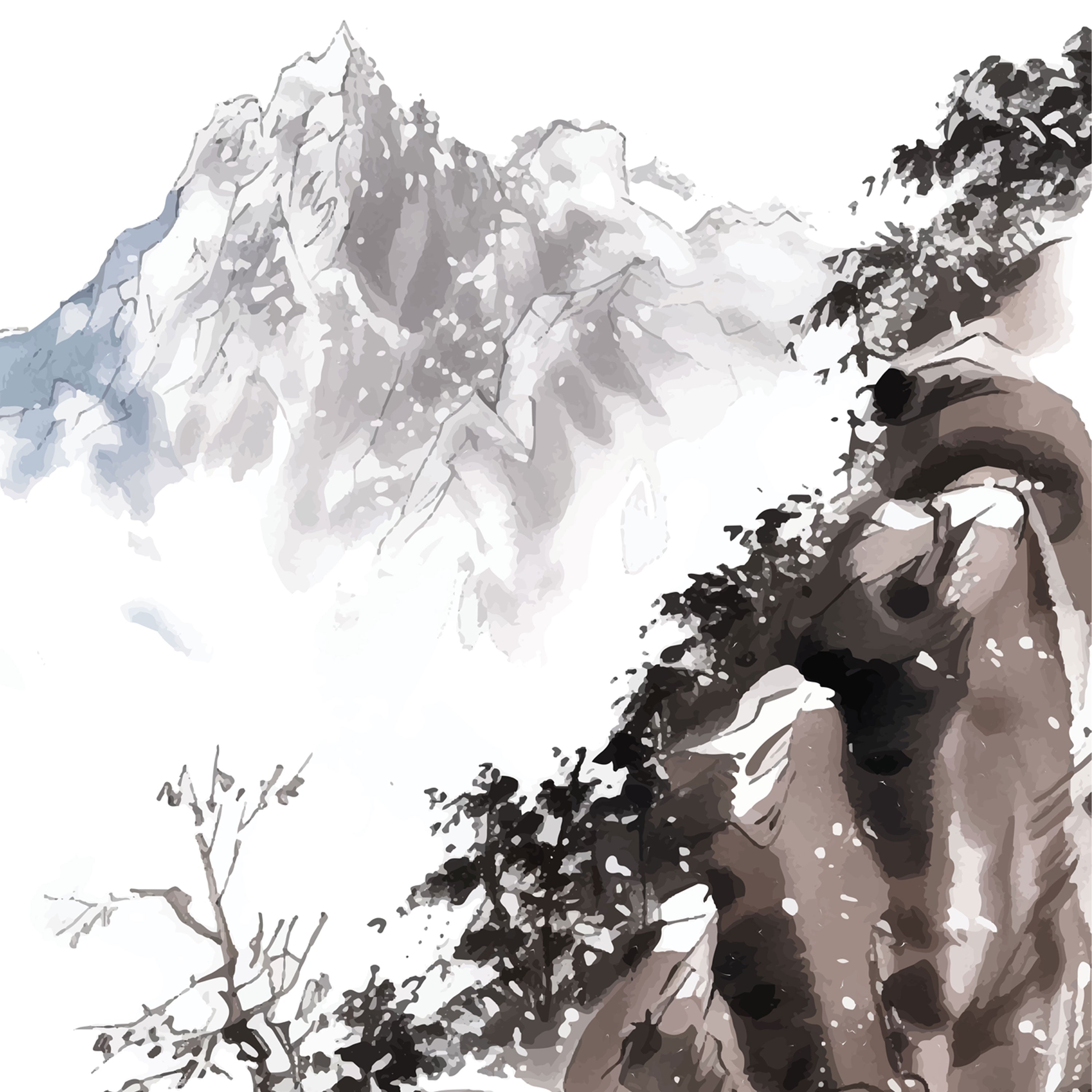 Yuki no Onna – Japanese Woman in Kimono with Snowy Mountains Wall Art.