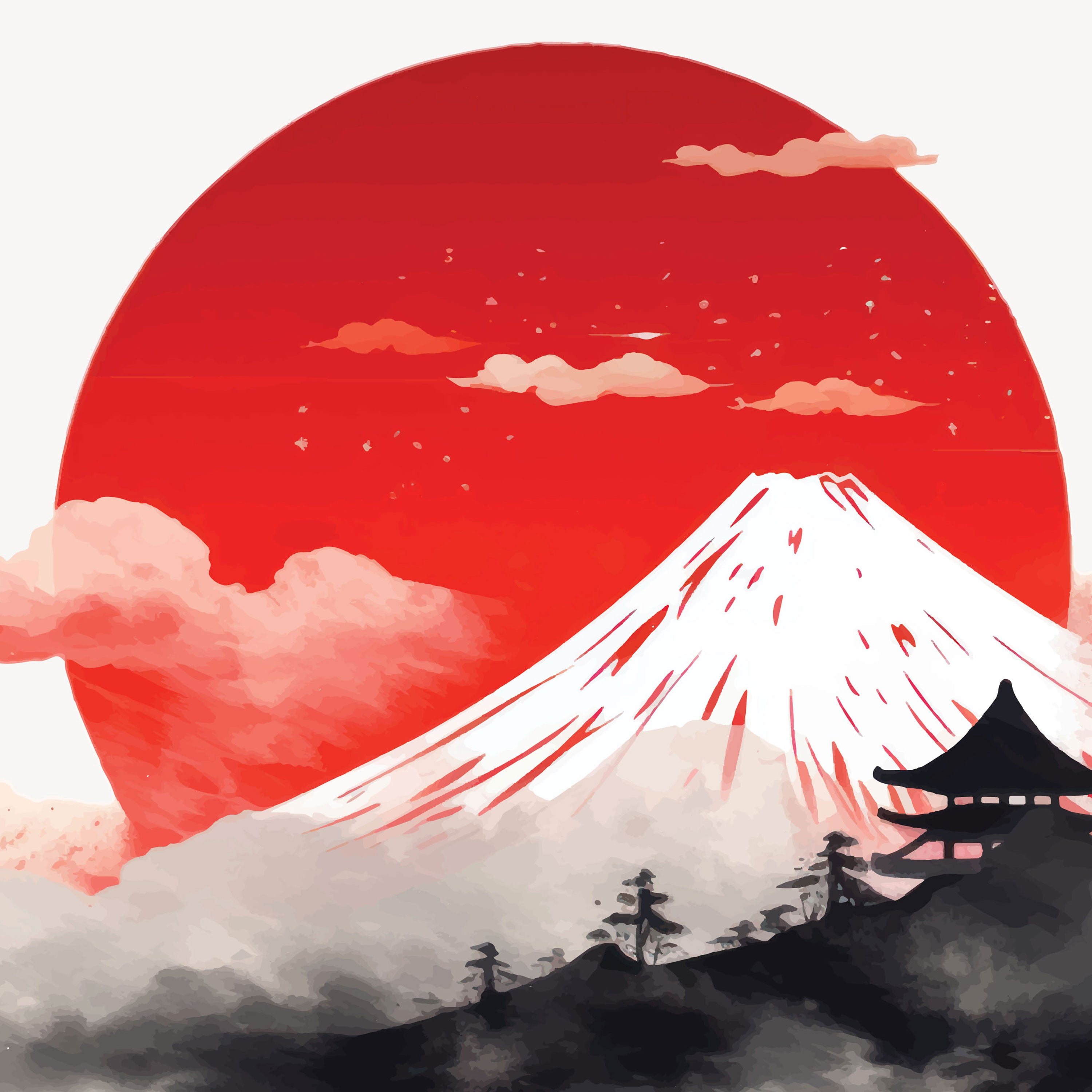 Fuji no Asa – Mount Fuji Sunrise Japanese Landscape Wall Art.