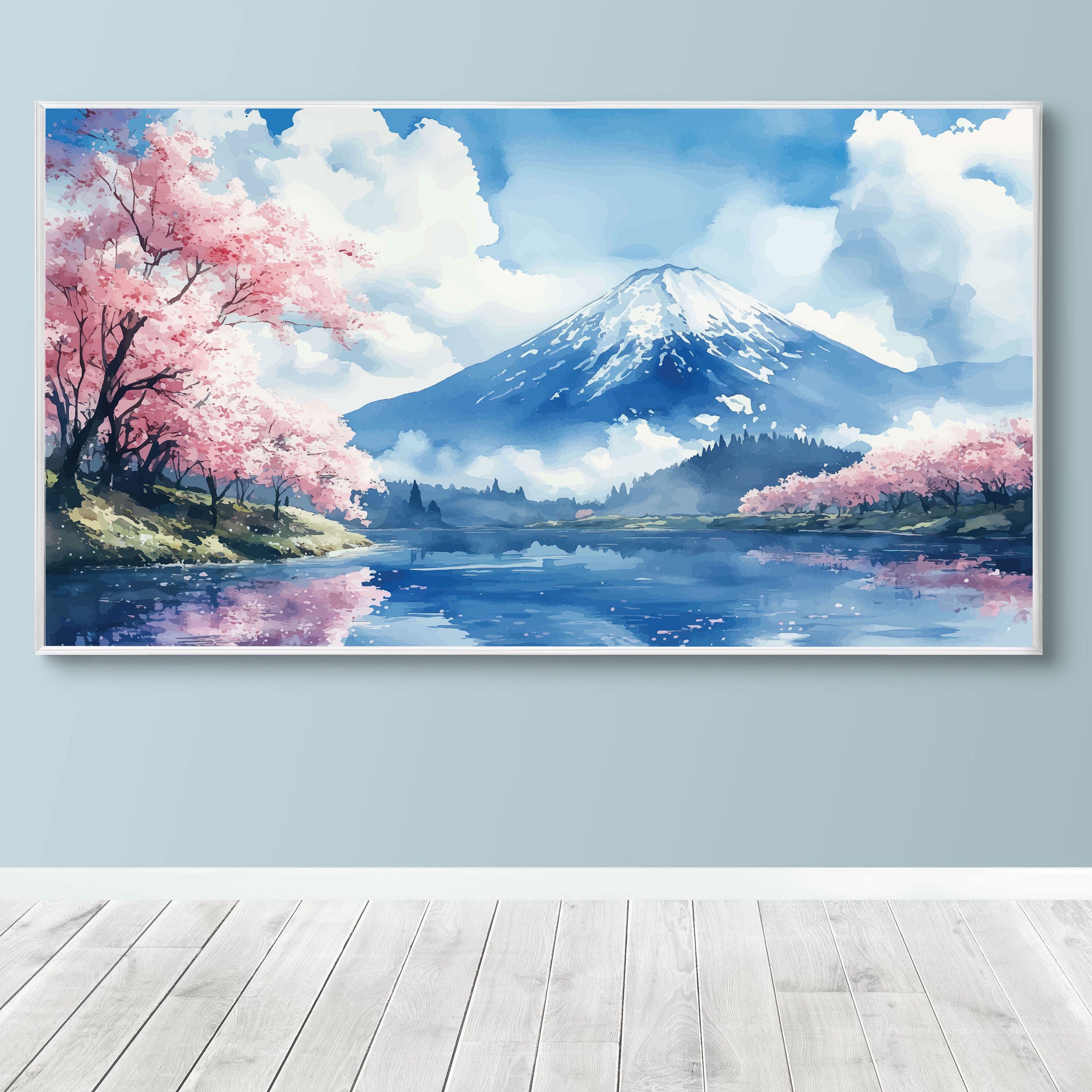 Fuji no Haru – Mount Fuji with Sakura & Lake Japanese Wall Art.