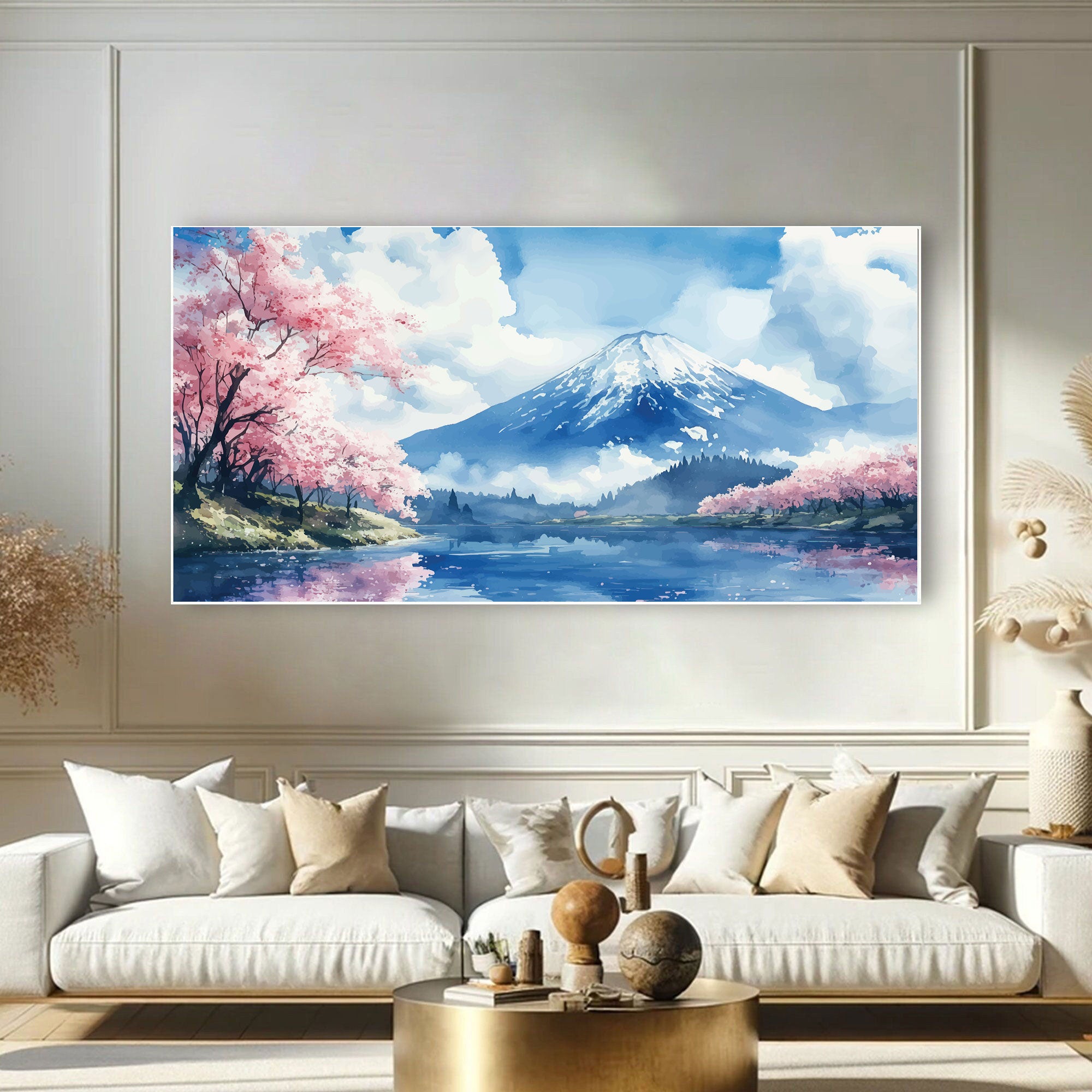 Fuji no Haru – Mount Fuji with Sakura & Lake Japanese Wall Art.