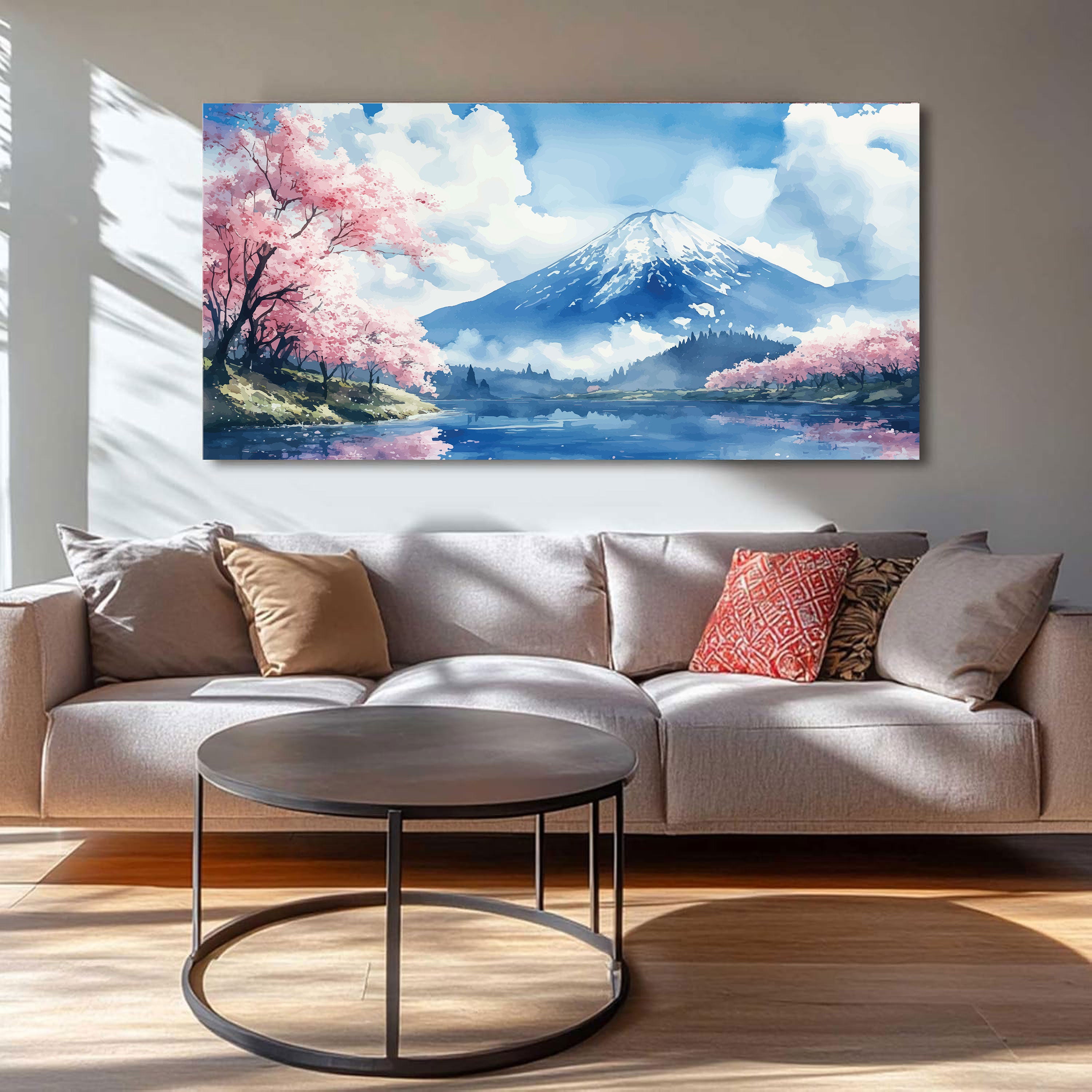 Fuji no Haru – Mount Fuji with Sakura & Lake Japanese Wall Art.