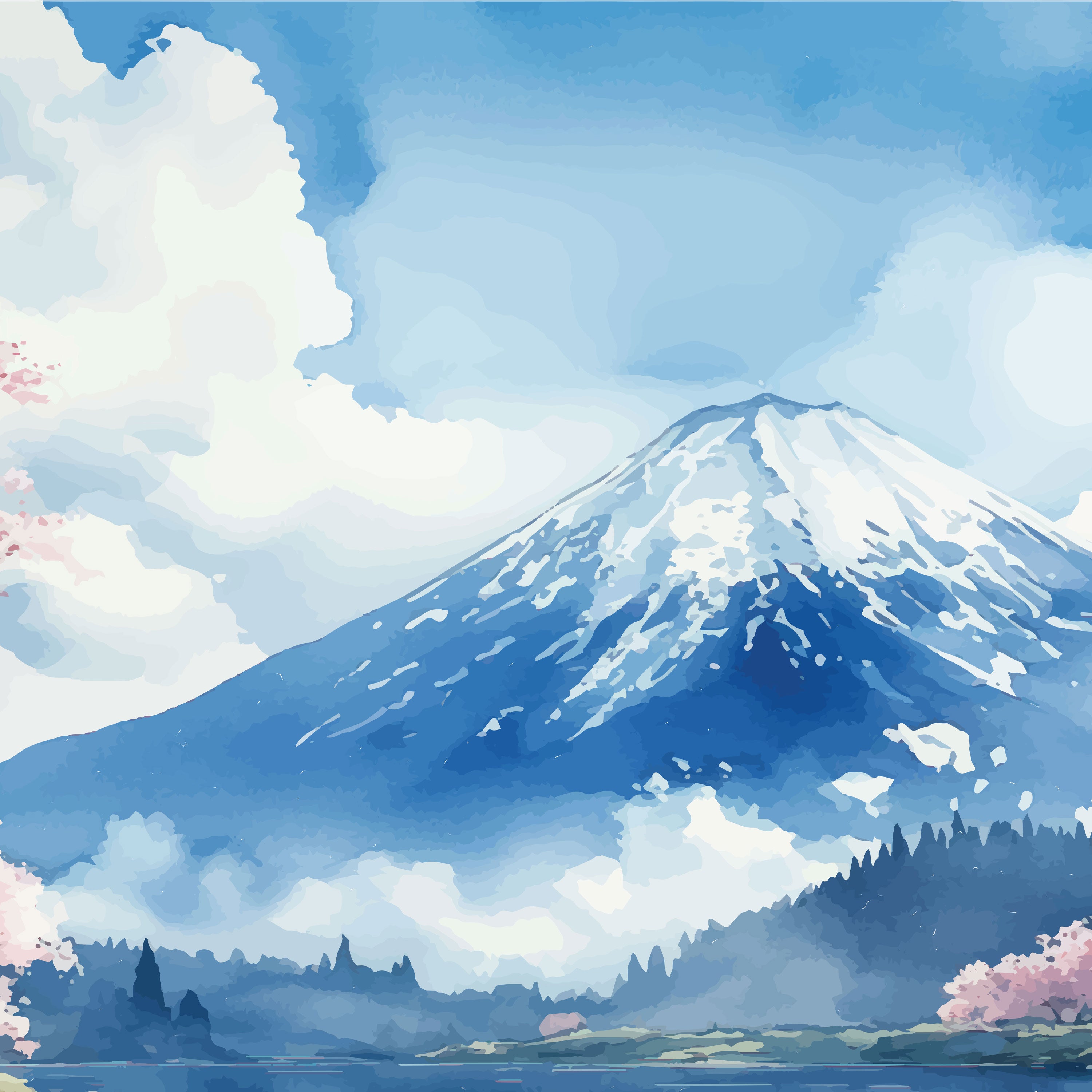 Fuji no Haru – Mount Fuji with Sakura & Lake Japanese Wall Art.