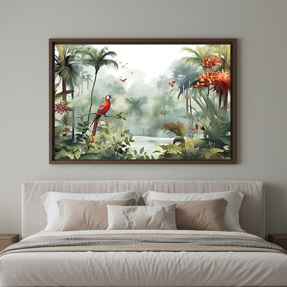 Jungle Paradise Wall Painting by Krutik – Vibrant Nature Landscape Art