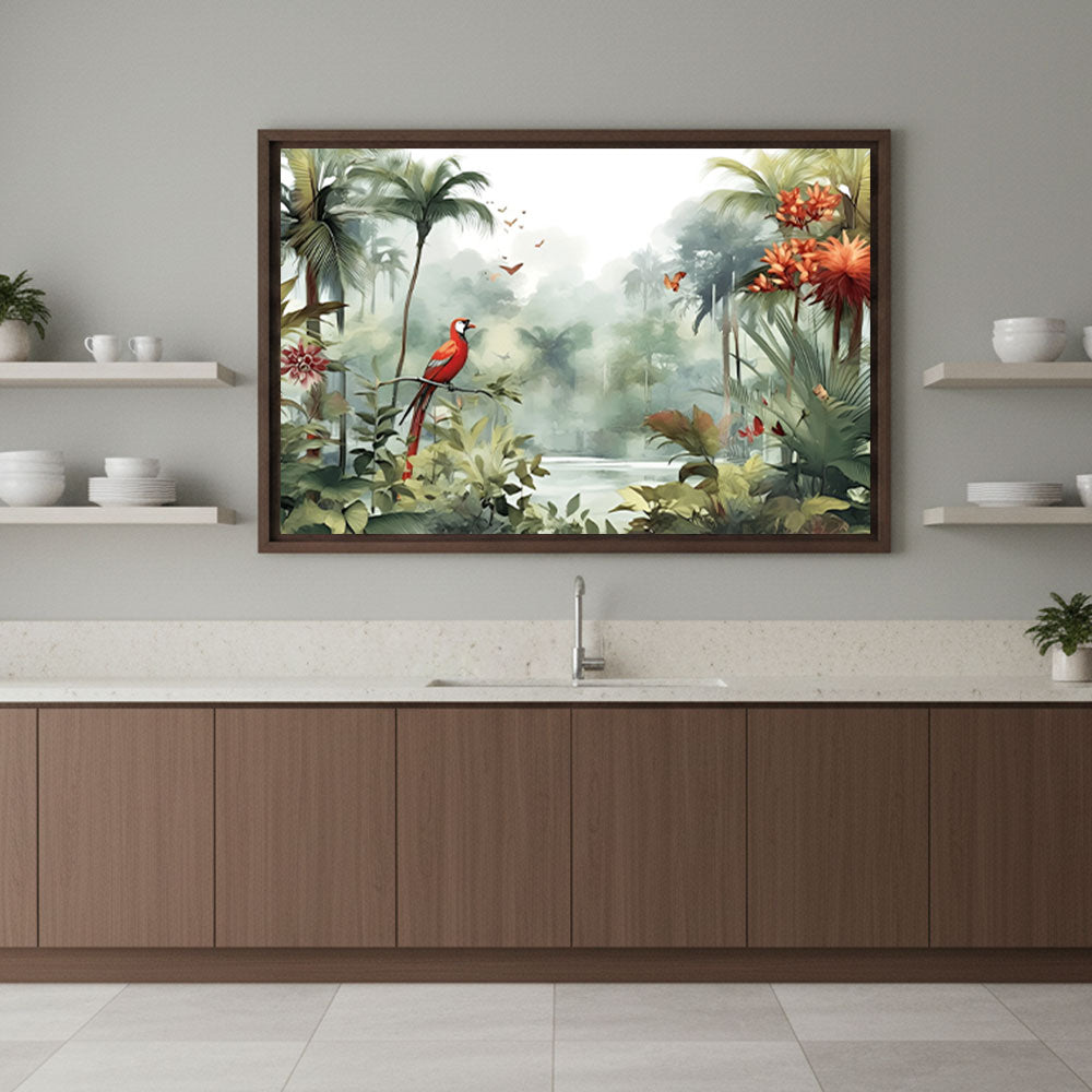 Jungle Paradise Wall Painting by Krutik – Vibrant Nature Landscape Art