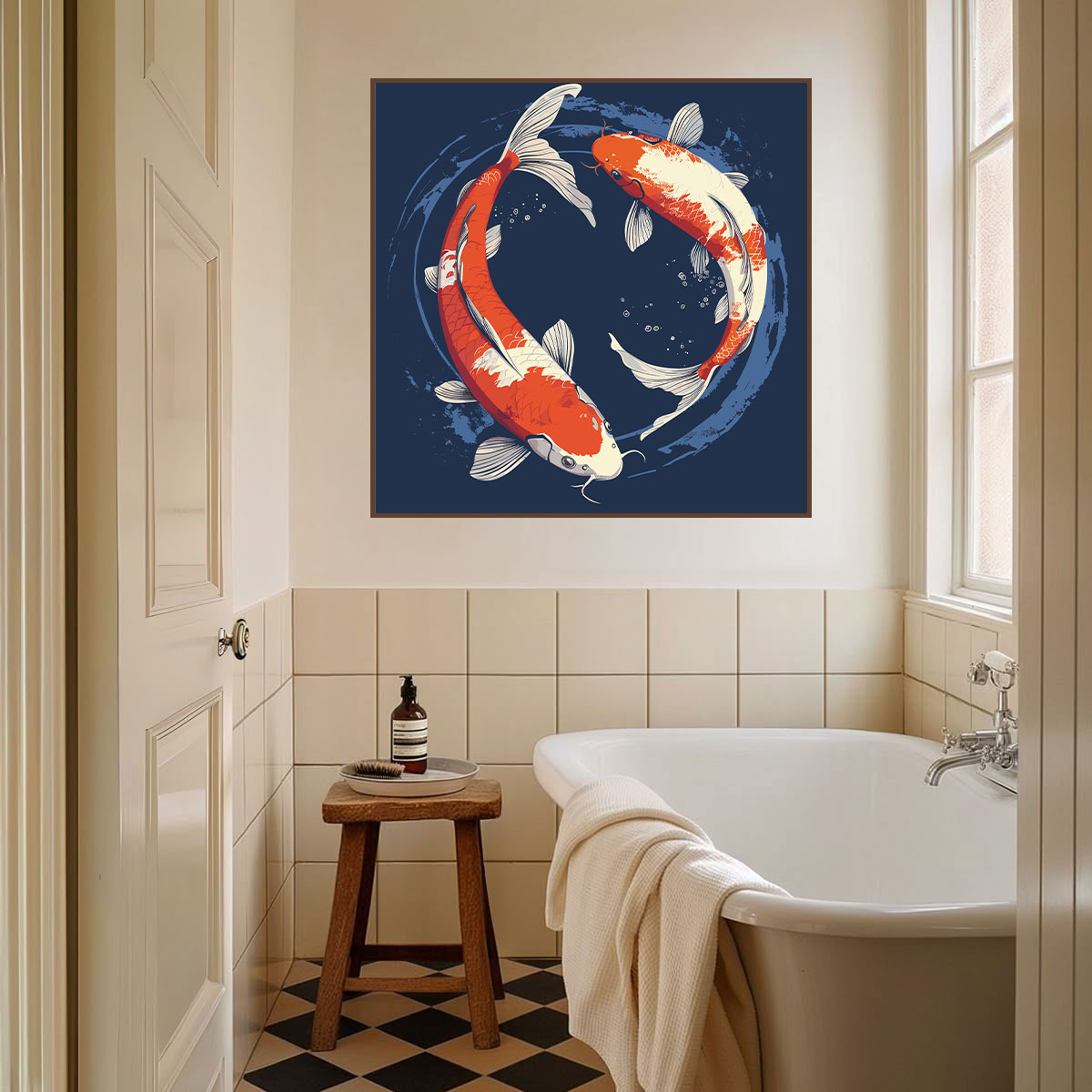 Koi Fish Canvas Painting – Harmony & Prosperity Wall Painting for Home.