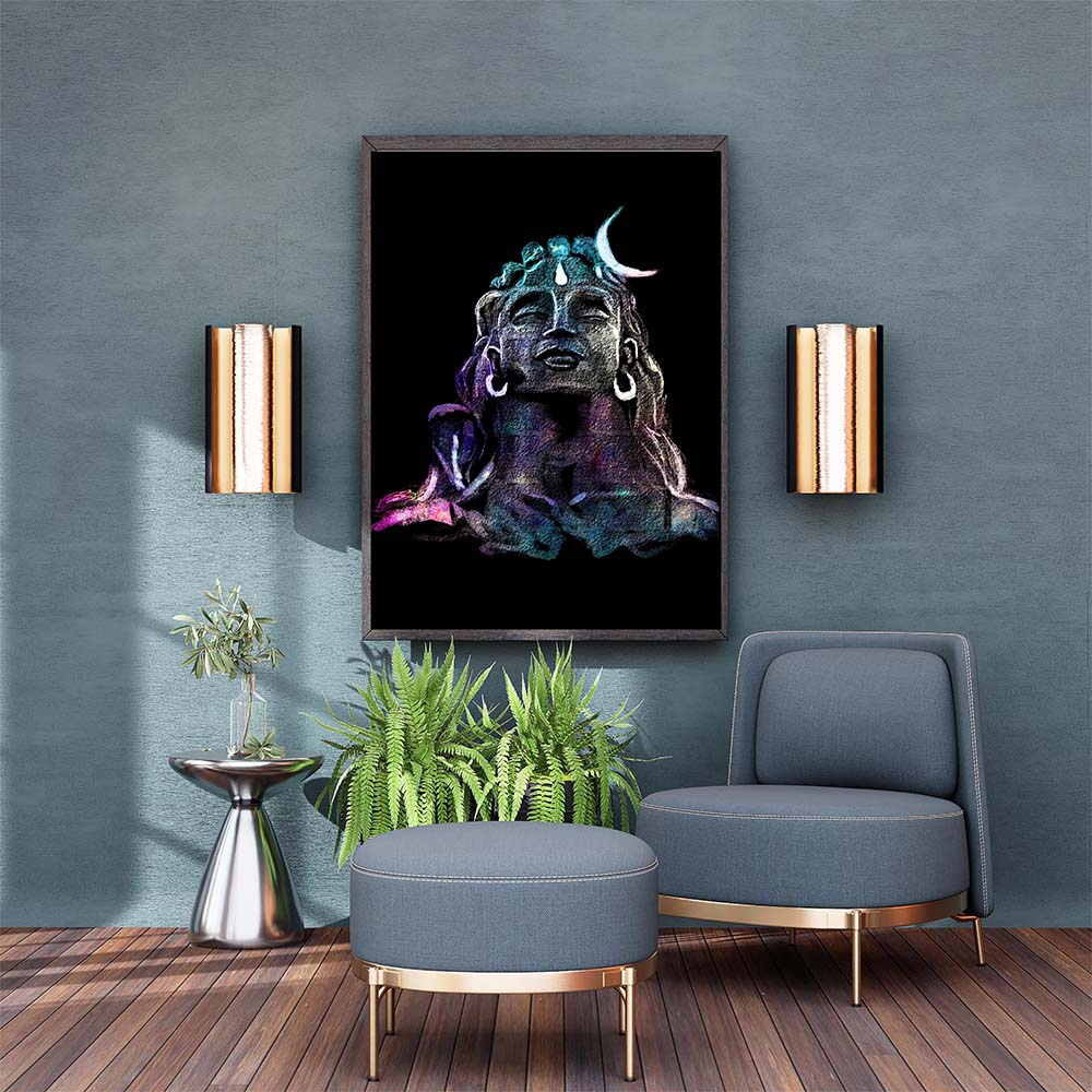 Lord Shiva Adiyogi Charcoal Art.