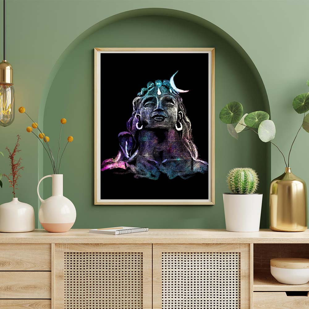 Lord Shiva Adiyogi Charcoal Art.