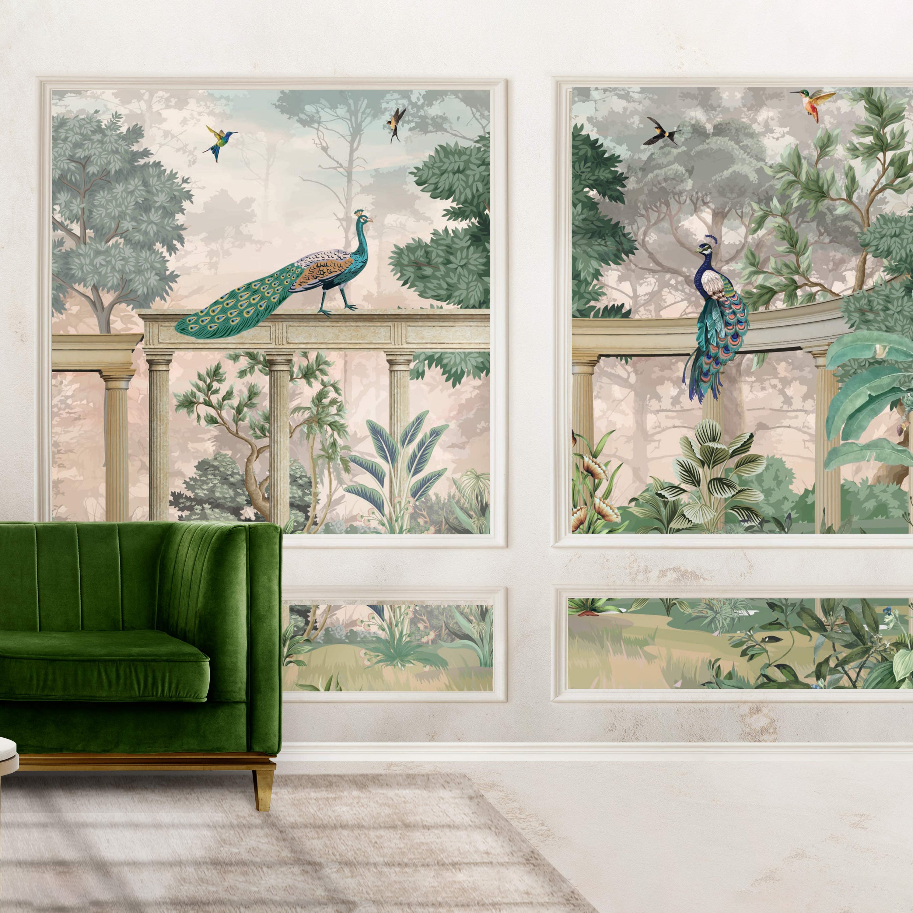 The Peacock Darbar Mural  – A Royal Garden Mural wallpaper