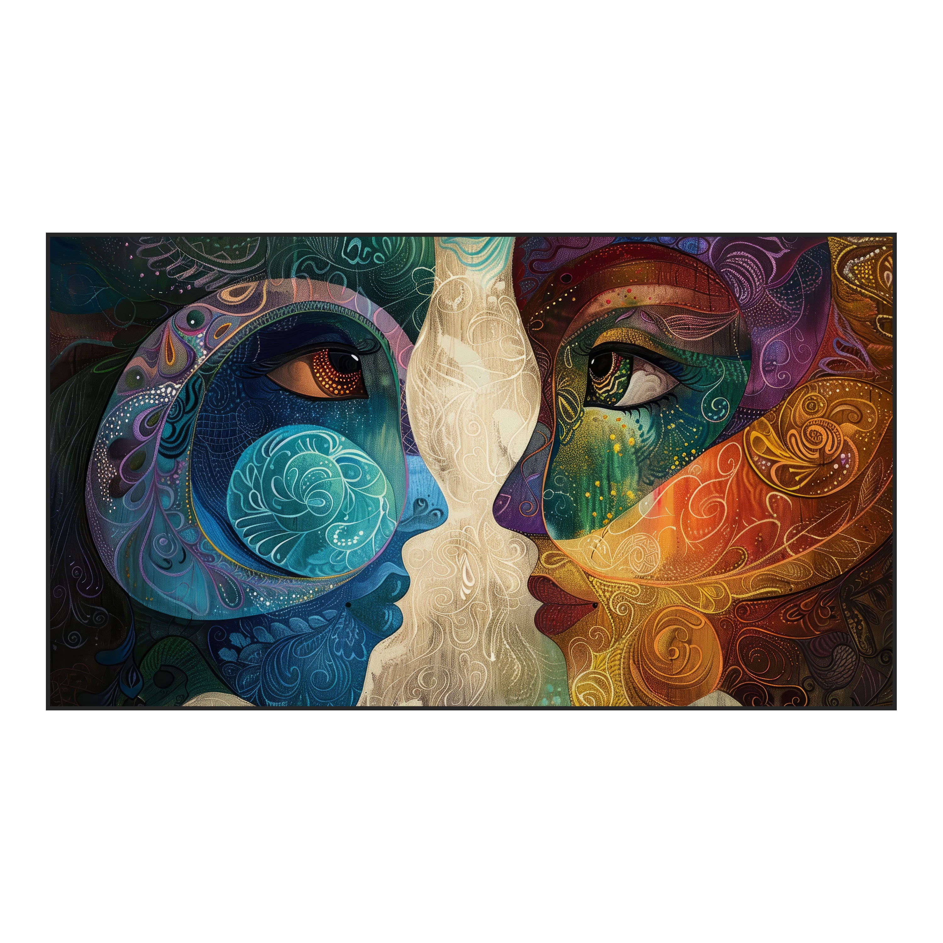 Mystical Duality – Blue & Gold Goddess Art by Krutik.