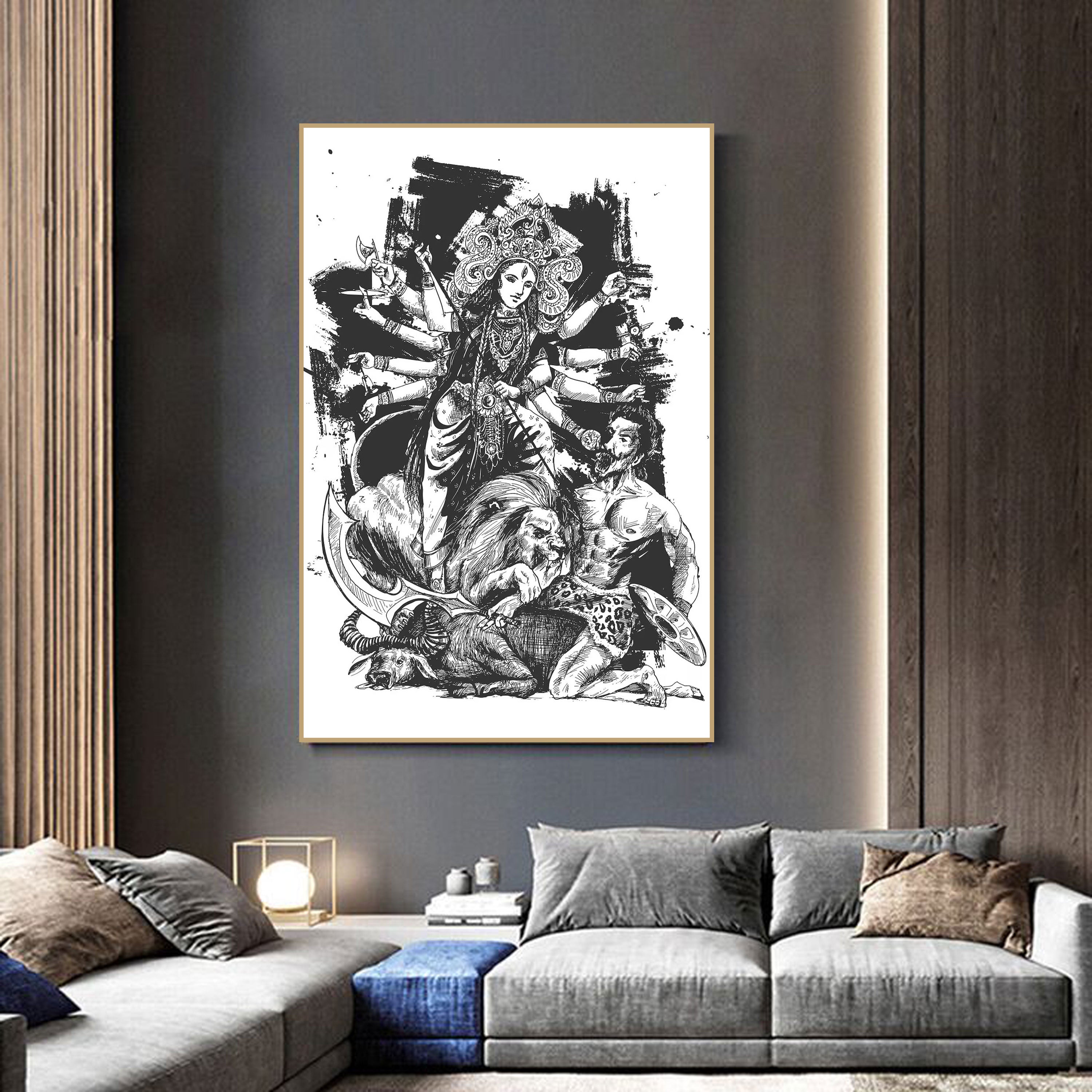 Fierce Grace: Durga Devi Ink Art Collection by Krutik.