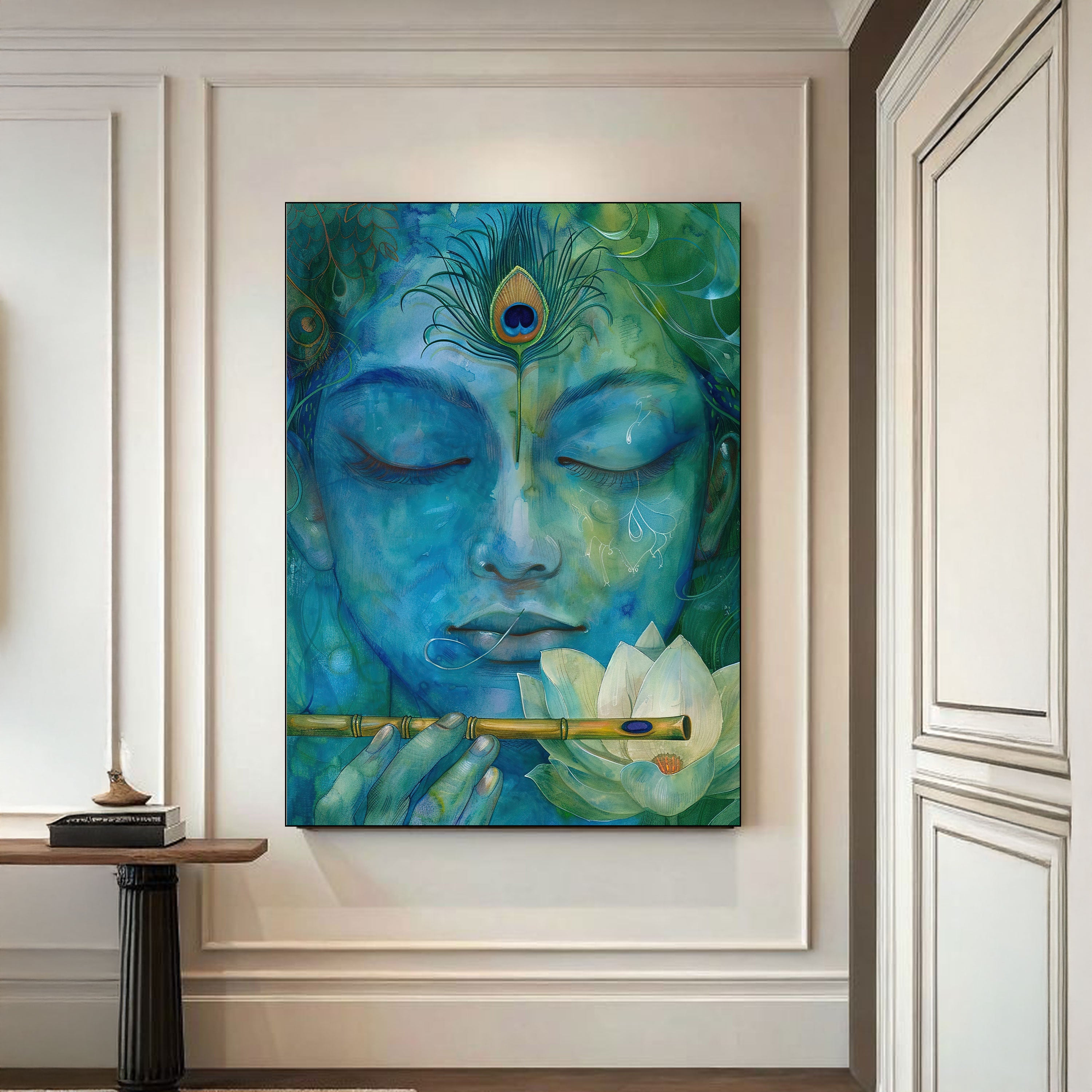 Divine Harmony: Meditative Krishna Spiritual Art by Krutik.