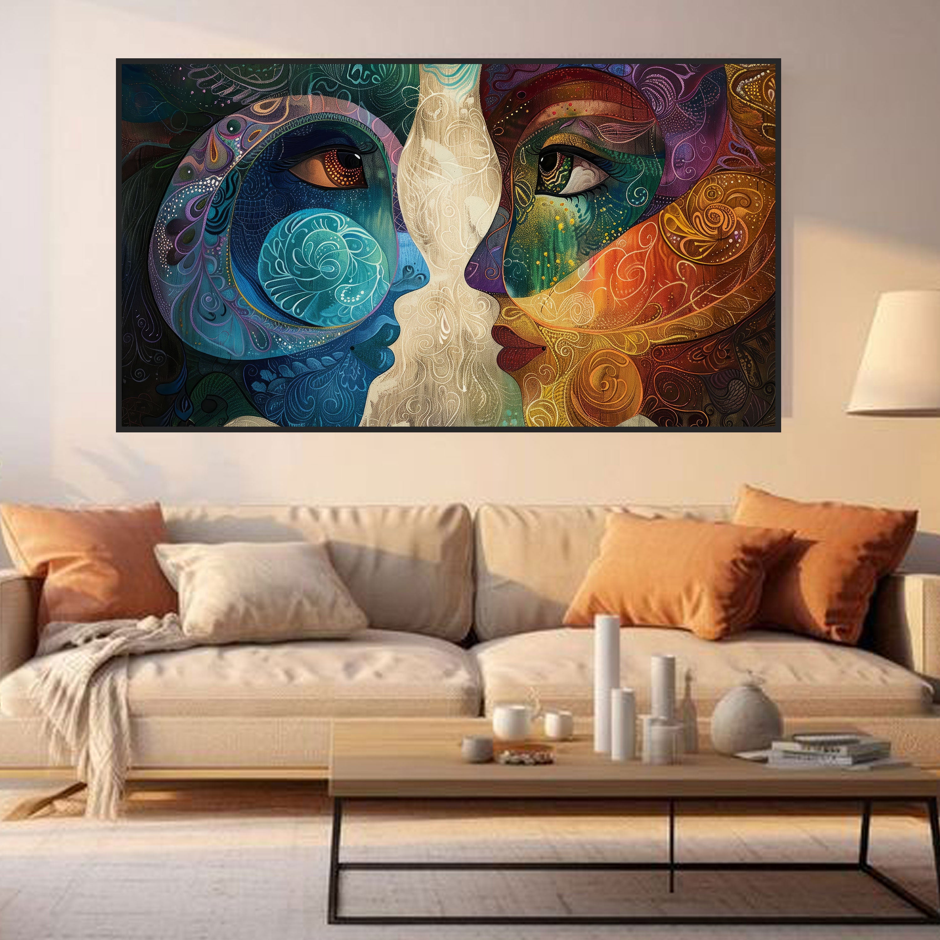 Mystical Duality – Blue & Gold Goddess Art by Krutik.