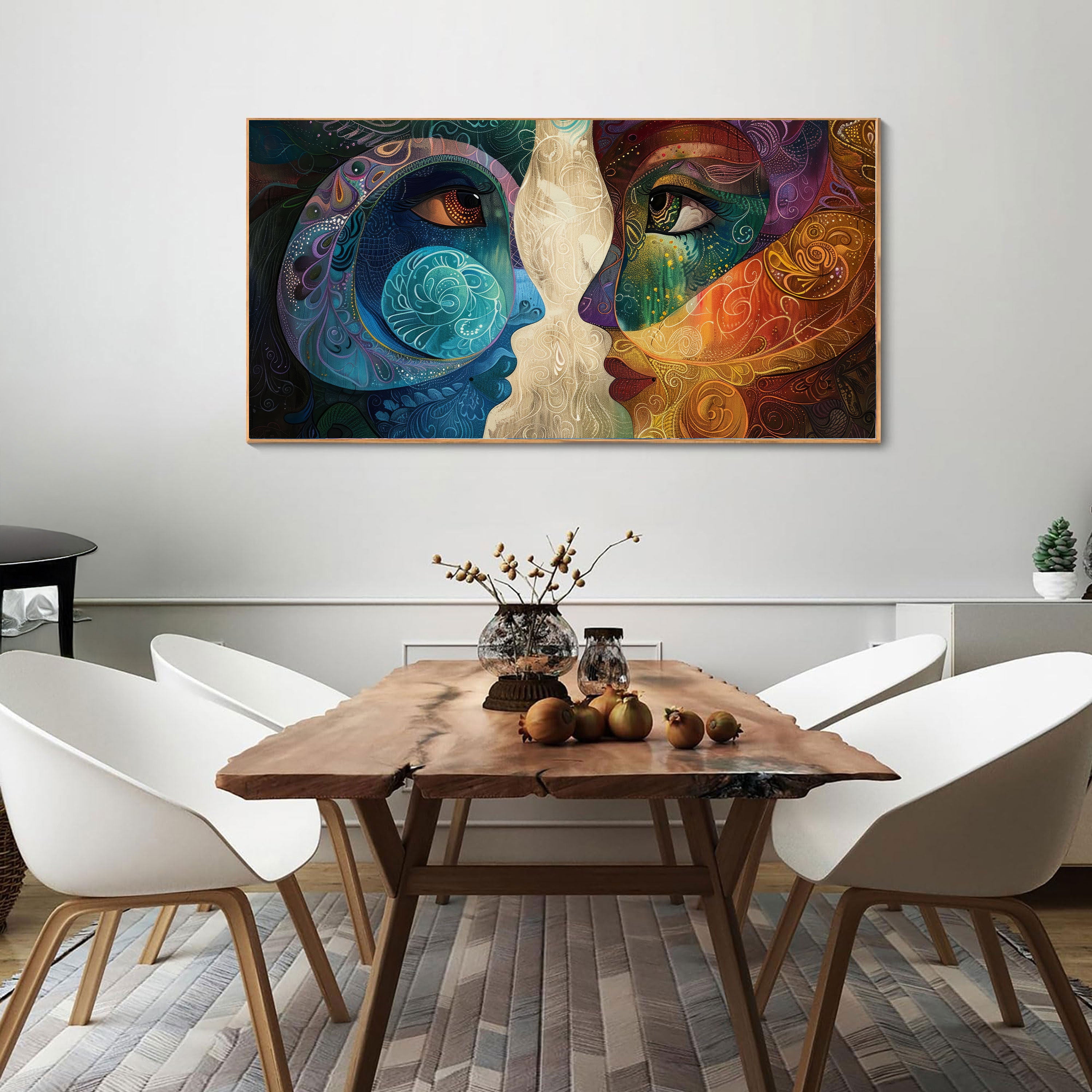 Mystical Duality – Blue & Gold Goddess Art by Krutik.