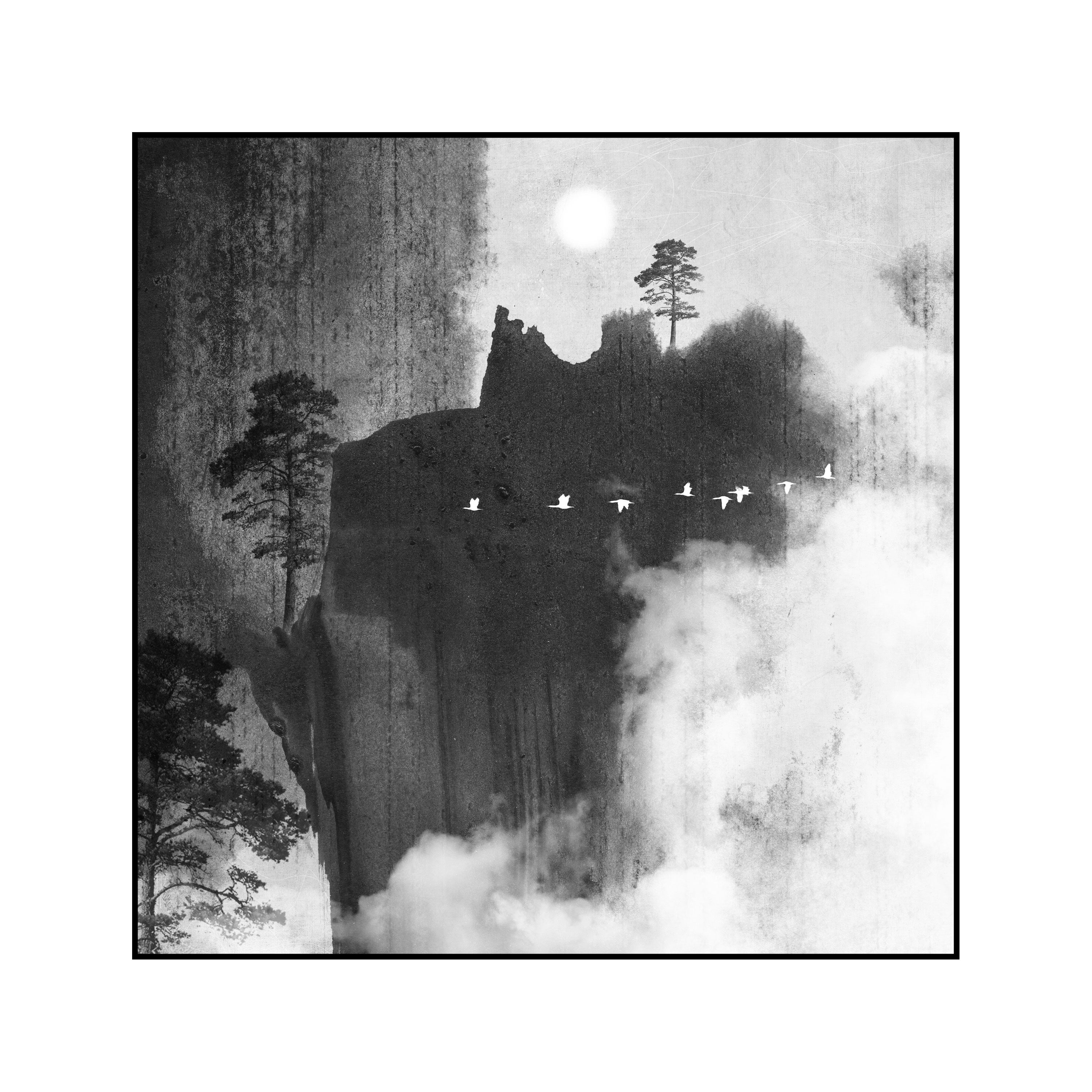 Silent Sojourn: Monochrome Abstract Landscape by Krutik.