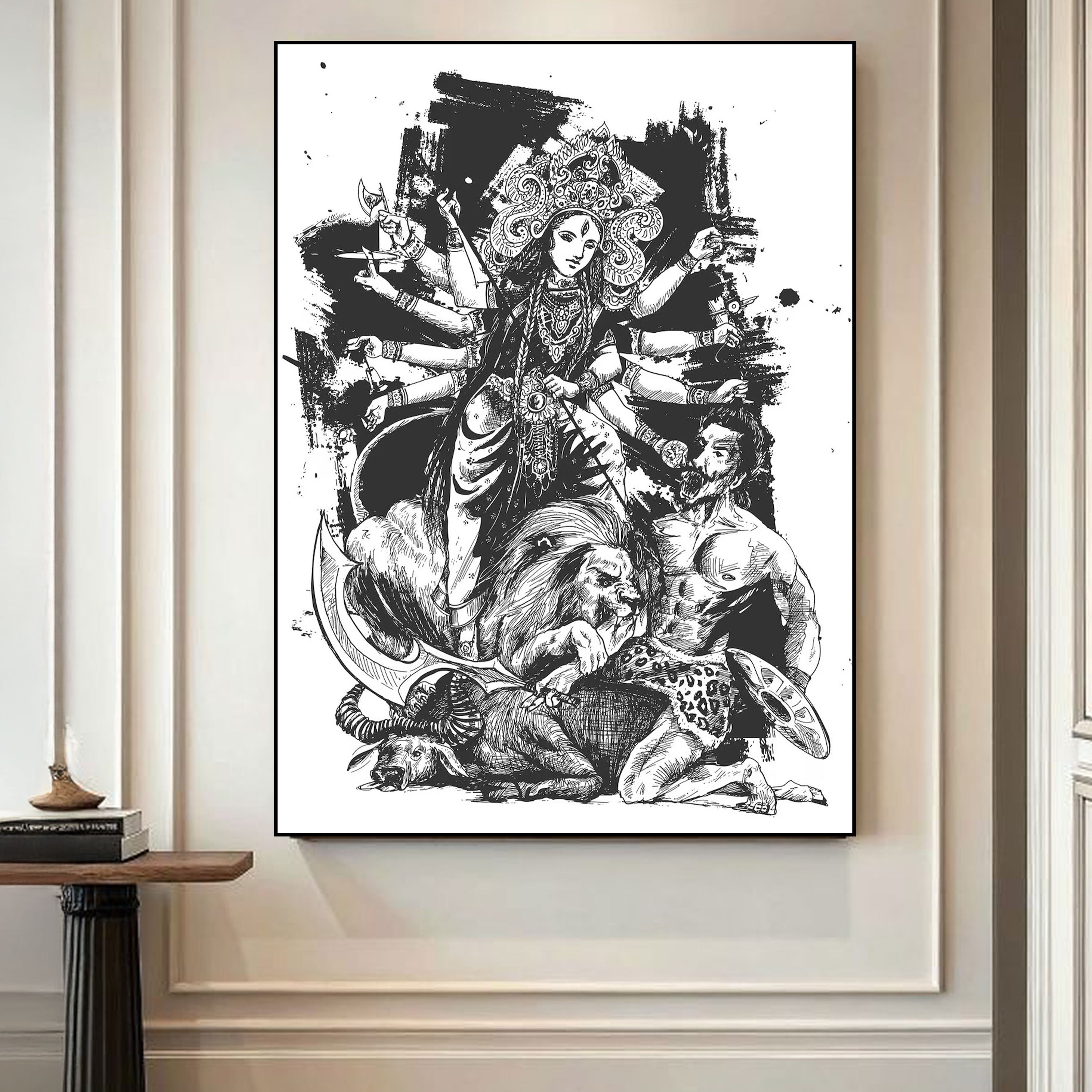Fierce Grace: Durga Devi Ink Art Collection by Krutik.