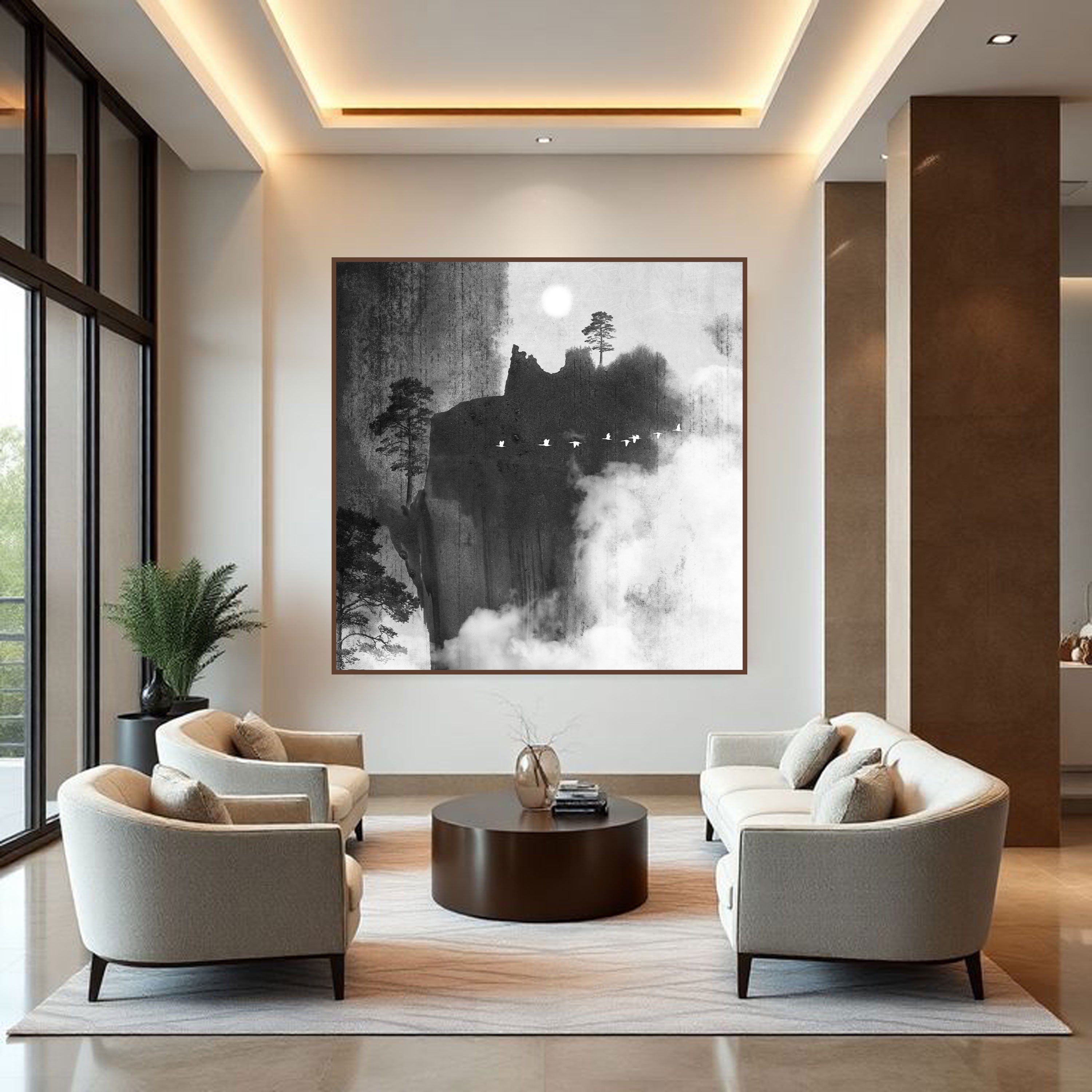 Silent Sojourn: Monochrome Abstract Landscape by Krutik.