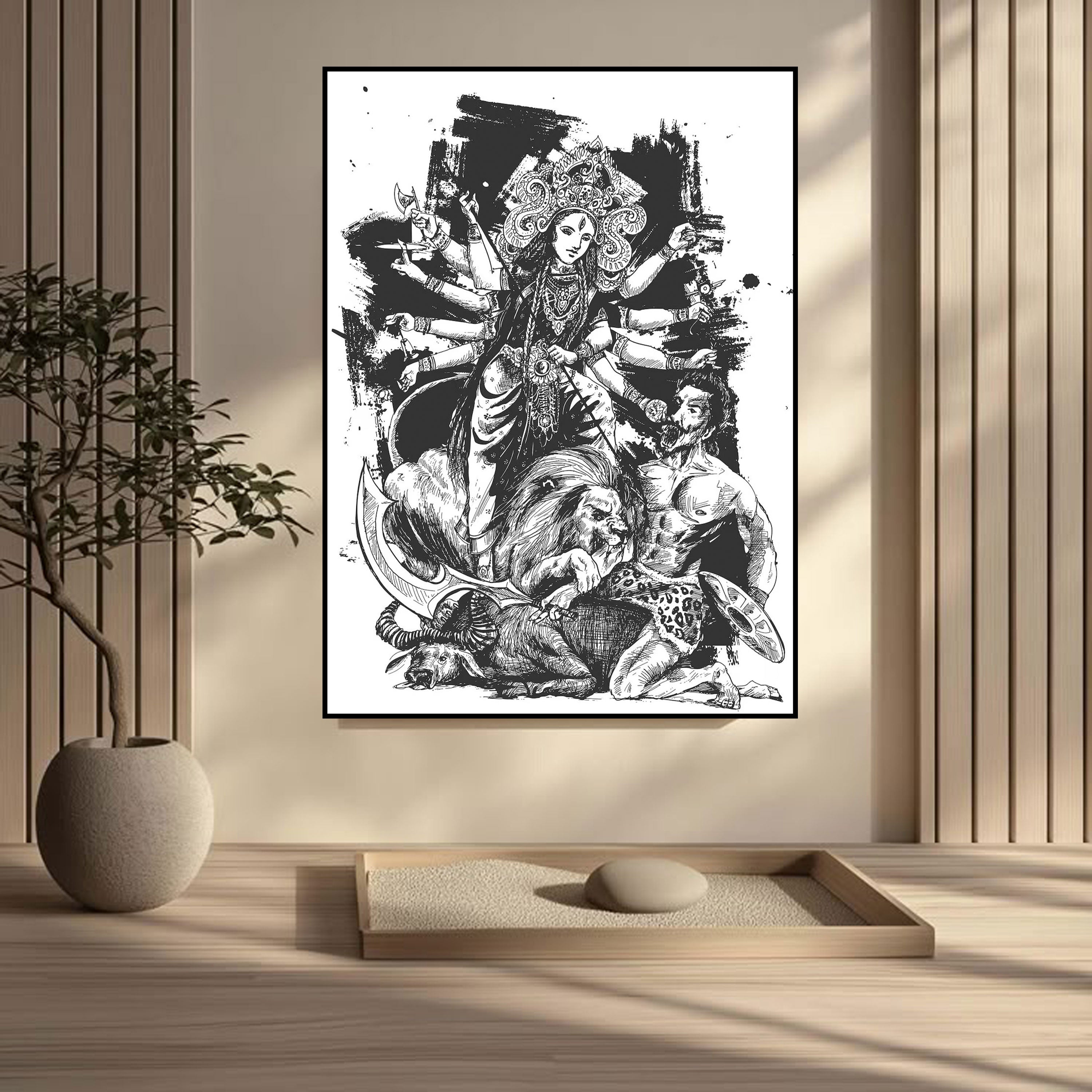 Fierce Grace: Durga Devi Ink Art Collection by Krutik.