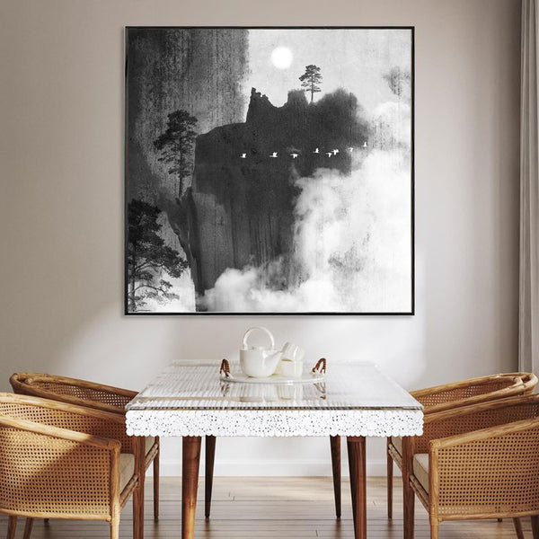 Silent Sojourn: Monochrome Abstract Landscape by Krutik.