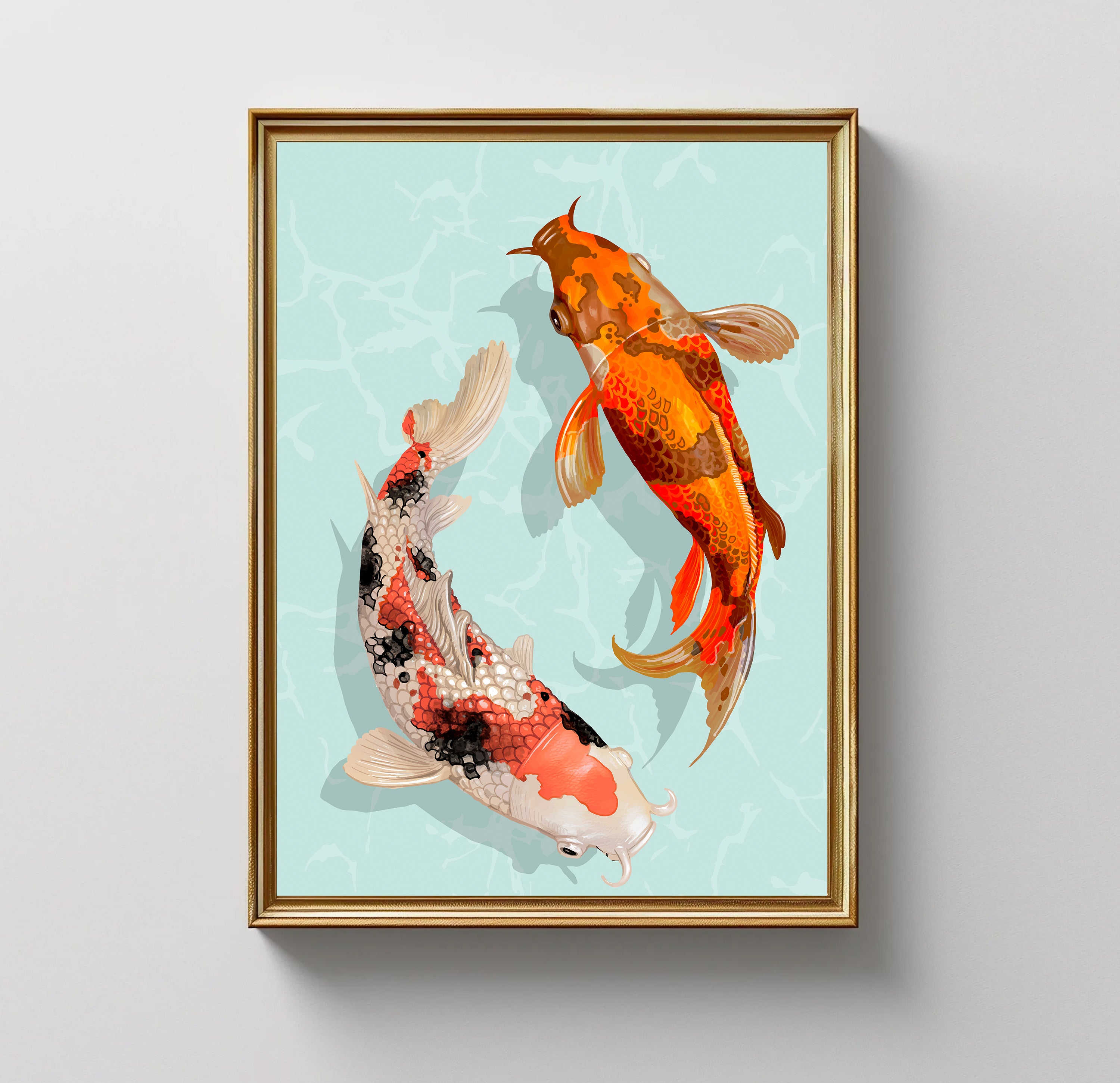 Two Koi Fish Art by Krutik – Elegant Minimalist Aquatic Wall Decor
