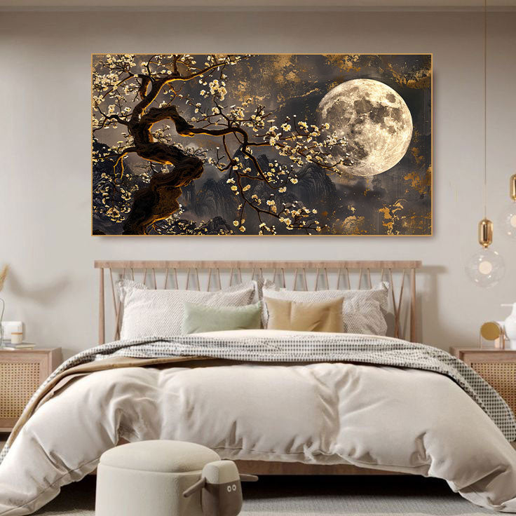Lunar Plum Garden: Moonlit Plum Blossoms by Krutik.