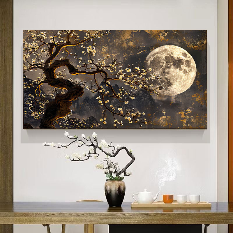 Lunar Plum Garden: Moonlit Plum Blossoms by Krutik.