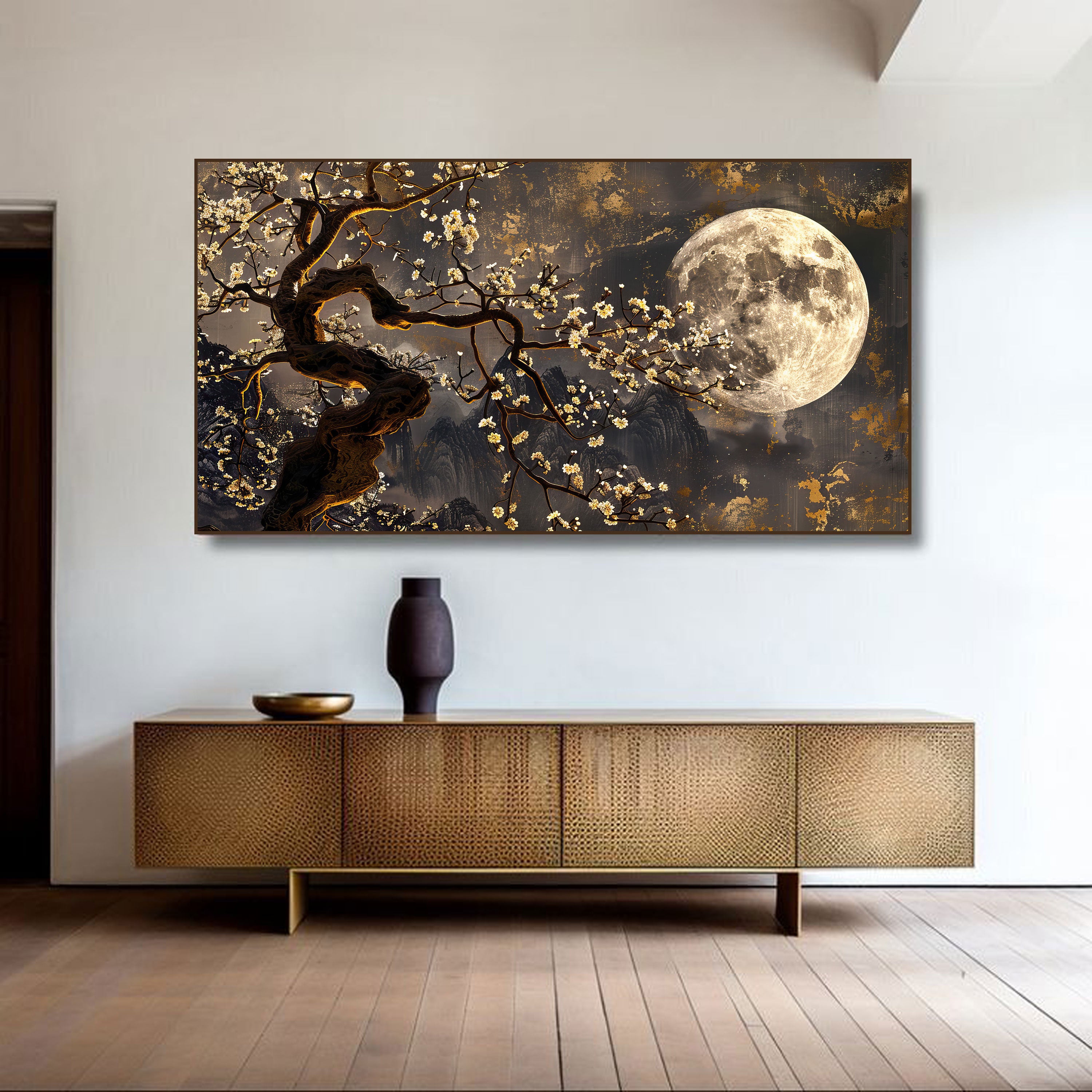 Lunar Plum Garden: Moonlit Plum Blossoms by Krutik.