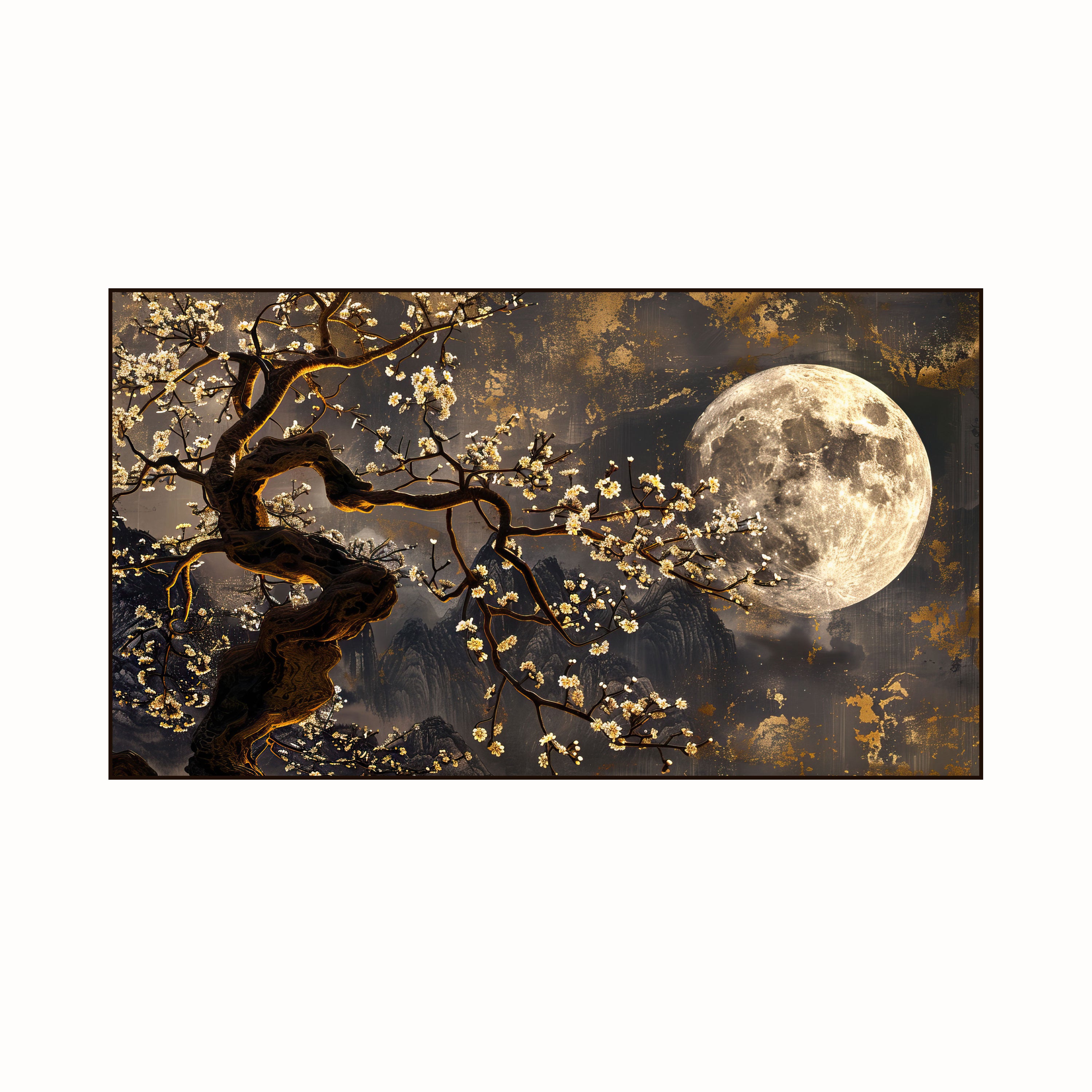 Lunar Plum Garden: Moonlit Plum Blossoms by Krutik.
