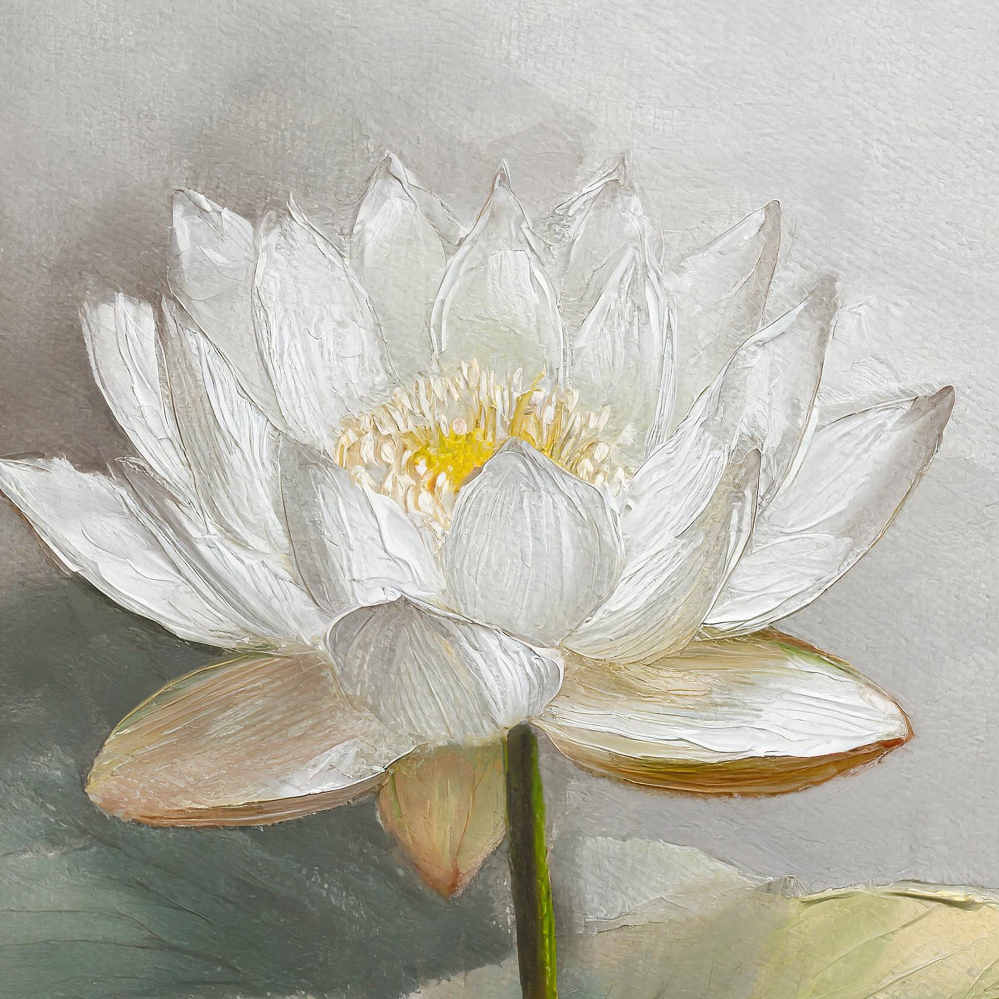 White Lotus Canvas Painting – Elegant Spiritual Flower Wall Art for Home.